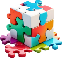AI generated colorful puzzle pieces on transparent background png