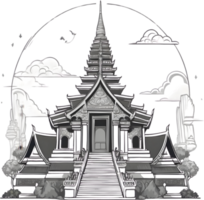 ai généré thaïlandais bouddhiste temple illustration, png, wat pho png