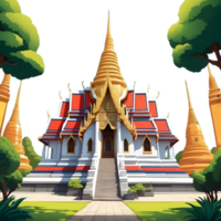 ai généré thaïlandais bouddhiste temple illustration, png, wat pho png