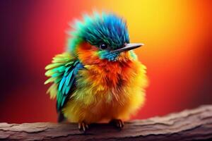 AI generated Cute Small colorful bird with blurry background photo