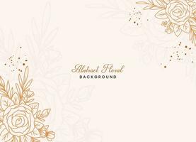 Hand-drawn floral botanical background with line art flowers and leaves vector