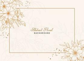 Hand-drawn floral botanical background with line art flowers and leaves vector