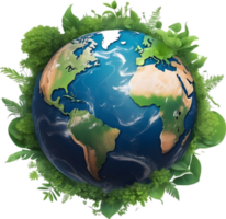 AI generated earth globe with trees and transparent background png