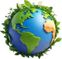 AI generated earth globe with trees and transparent background png