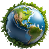 AI generated earth globe with trees and transparent background png