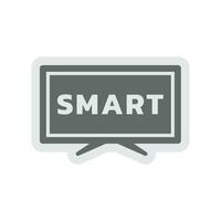 Smart tv vector label. Television box with smart lettering sticker or icon.