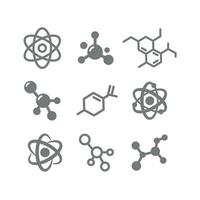 Atoms and molecules bonds and structure icon set. Molecule cell and atom line and glyph, editable stroke icons. vector