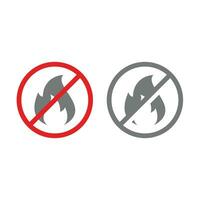 No fire vector red prohibition sign. No open flames, forbidden warning sign.