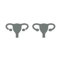 Female reproductive system vector icon. Uterus with ovaries, ovary black symbol.