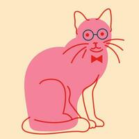 Cat in glasses. Vector illustration in a minimalist style