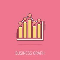 Vector cartoon business graph icon in comic style. Chart sign illustration pictogram. Diagram business splash effect concept.