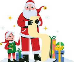 Papa Noel con regalo lista ilustración vector