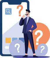 Hand Drawn Businessman with question mark in flat style vector