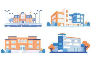 Hand Drawn School or hospital building in flat style vector