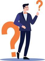 Hand Drawn Businessman with question mark in flat style vector