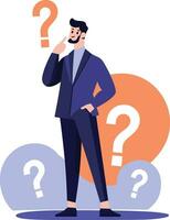 Hand Drawn Businessman with question mark in flat style vector