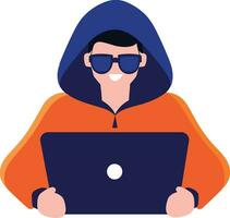 Hand Drawn Thief or hacker in concept Cyber Security in flat style vector