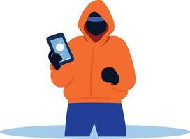 Hand Drawn Thief or hacker in concept Cyber Security in flat style vector