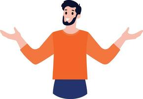 Hand Drawn man stands with his arms crossed with confidence in flat style vector