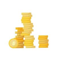 stack of golden coins isolated on white background. Golden coins with dollar sign. flat vector illustration. concept of monetary collection or strategy of profit or benefit making in business