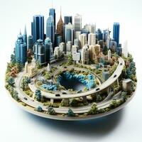 AI generated 3D miniature model of the city photo