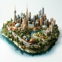 ai generado 3d miniatura modelo de el ciudad foto