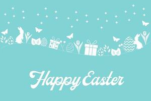 Happy Easter bunnies design. Cute Easter bunny with eggs and holiday gifts. Easter Concept. For banners, posters, cover design templates, social media stories wallpapers and greeting cards. vector