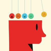 Emotional swing-human head silhouette with emotion face vector