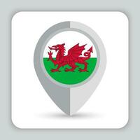 Gales bandera alfiler mapa icono vector