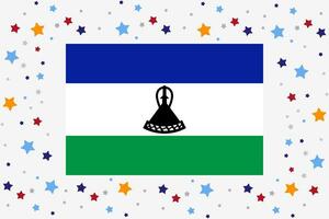 Lesotho Flag Independence Day Celebration With Stars vector