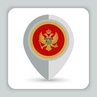 montenegro bandera alfiler mapa icono vector