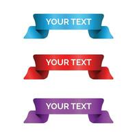 Set of different gradient colour text boxes shape banners, modern ribbon for sale promotion vector