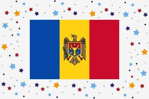 Moldova Flag Independence Day Celebration With Stars vector