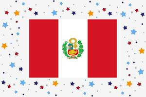 Peru Flag Independence Day Celebration With Stars vector