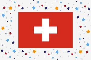 Switzerland Flag Independence Day Celebration With Stars vector