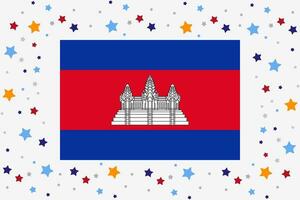 Camboya bandera independencia día celebracion con estrellas vector