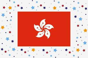 Hong Kong Flag Independence Day Celebration With Stars vector