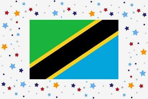 Tanzania Flag Independence Day Celebration With Stars vector