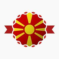 Creative Macedonia Flag Emblem Badge vector