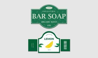 bar soap and lemon soap label set template design vector