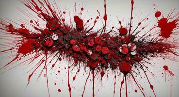 AI generated Artistic Red Blood Splattered On White Canvas Wallpaper photo