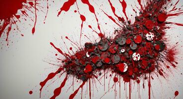 AI generated Artistic Red Blood Splattered On White Canvas Wallpaper photo