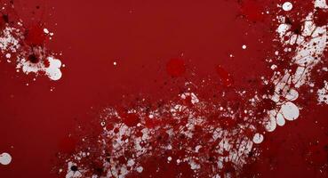 ai generado artístico rojo sangre salpicado en blanco lona fondo de pantalla foto