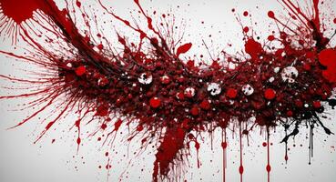 AI generated Artistic Red Blood Splattered On White Canvas Wallpaper photo