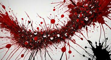 AI generated Artistic Red Blood Splattered On White Canvas Wallpaper photo