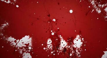 ai generado artístico rojo sangre salpicado en blanco lona fondo de pantalla foto