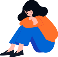 Hand Drawn teenage character is depressed in flat style png