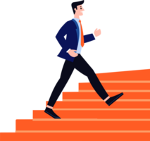 Hand Drawn Businessman walking up stairs in success concept in flat style png