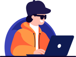 Hand Drawn Thief or hacker in concept Cyber Security in flat style png