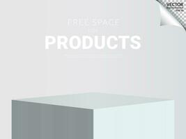 Square white podium modern minimal box free space for products on white background. Vector Illustration